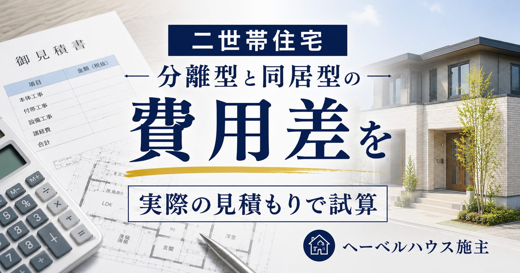 二世帯住宅 同居型と完全分離の費用差は827万円｜見積書で内訳試算