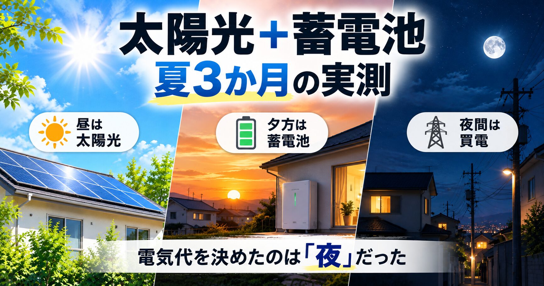 太陽光発電と蓄電池の夏3か月｜昼は黒字なのに電気代がゼロにならなかった理由