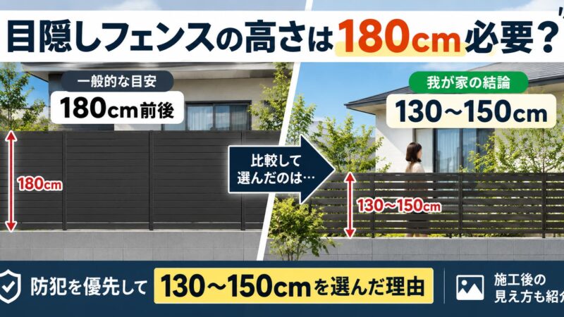 目隠しフェンスの高さは180cm必要？｜130〜150cmを選んだ理由と施工後の見え方 