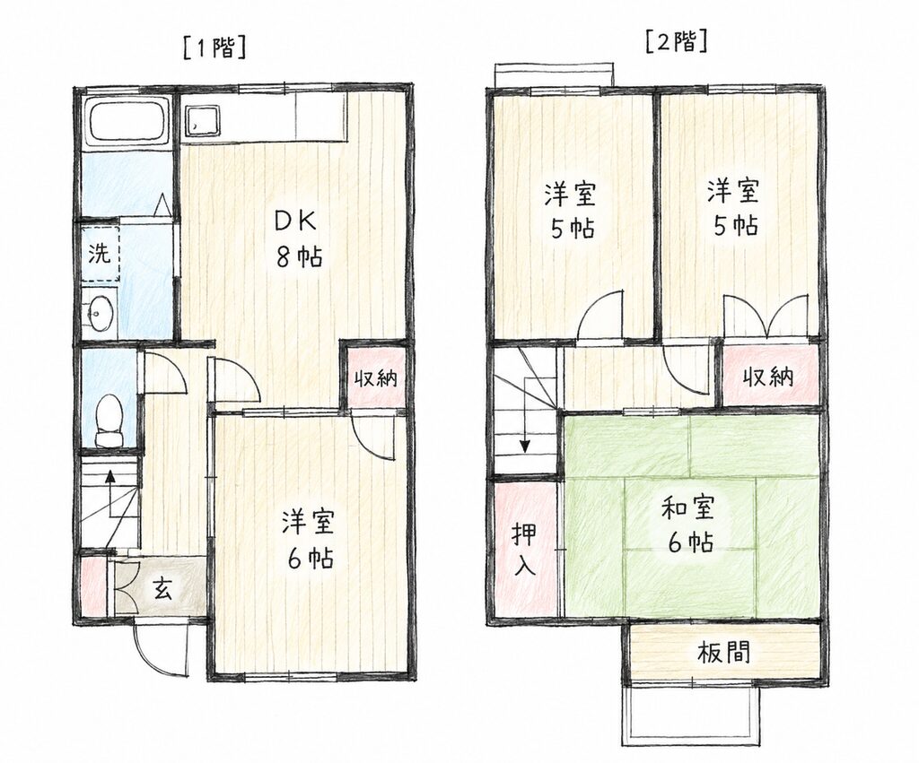 7ヶ月間過ごした4DKの仮住まいの間取り