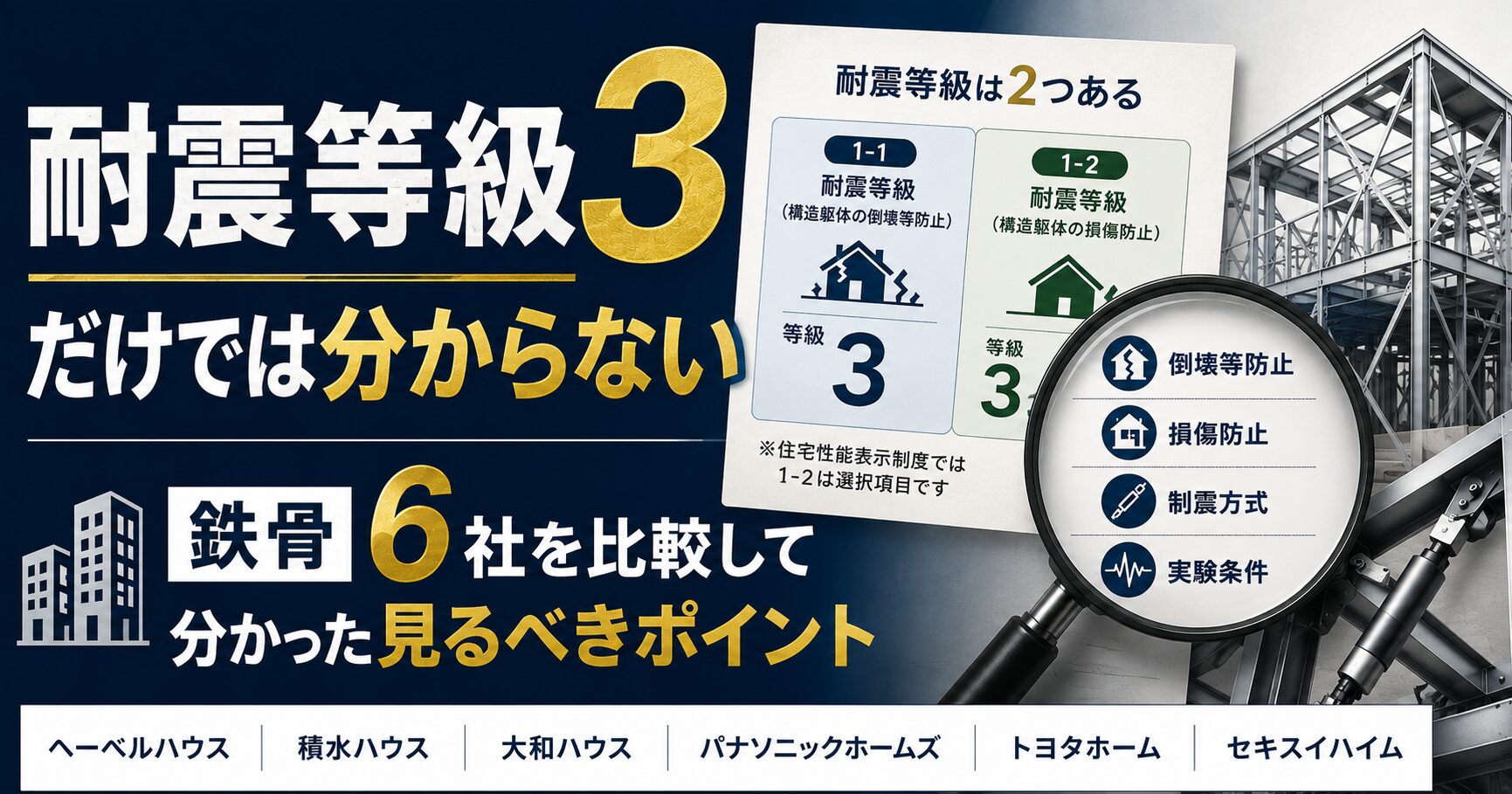 鉄骨ハウスメーカー6社比較｜耐震等級3だけでは分からない見るべきポイント