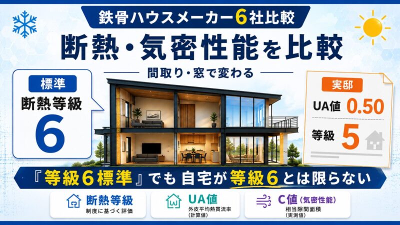 鉄骨ハウスメーカー6社の断熱・気密性能を比較｜断熱等級・UA値・C値の読み方 