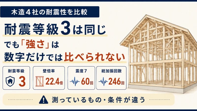 木造ハウスメーカー4社の耐震性を比較｜耐震等級3では差がつかない理由 