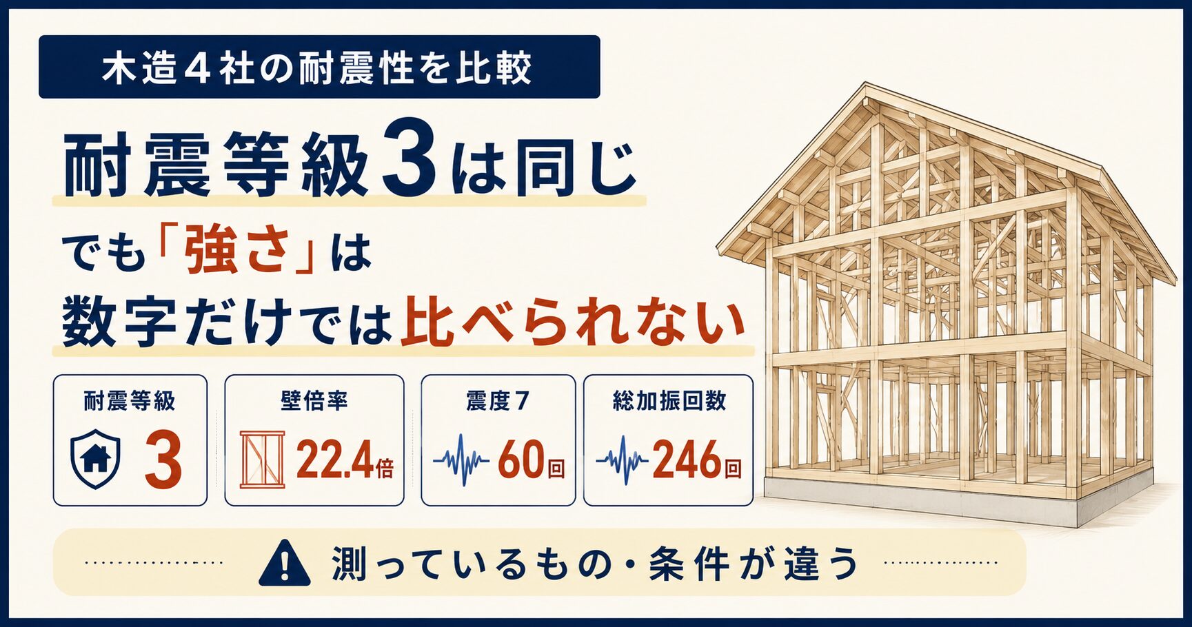 木造ハウスメーカー4社の耐震性を比較｜耐震等級3では差がつかない理由